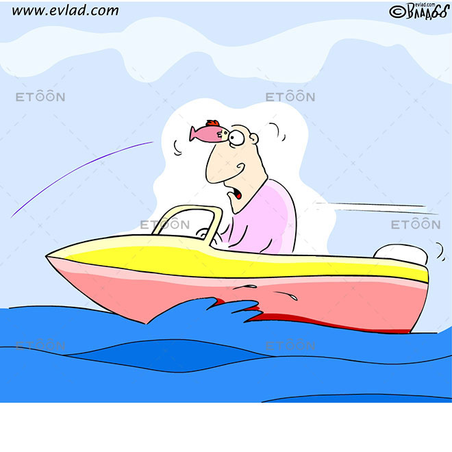 A Fish Striking A Man On A Speed Boat » Etoon Cartoons