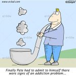 Man smoking from a huge pipe…