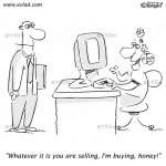 A man and woman discussing a sale…